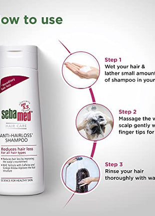 Sebamed Anti- Hairloss Shampoo 200Ml|Ph 5.5|Reduces Hairloss|Caffeine&Gingko Biloba|All Hair Types