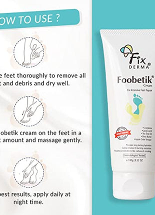 Fixderma Foobetik Cream, Foot cream, Foot care, For Dry & Cracked Feet, Moisturizes & Soothes Feet, Heel Repair, For Calloused, or Chapped Skin, Paraben Free 100 G