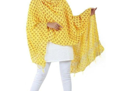 KARISSA Womens Cotton Straight Duppatta Yellow Red PID32207 KarissaKart