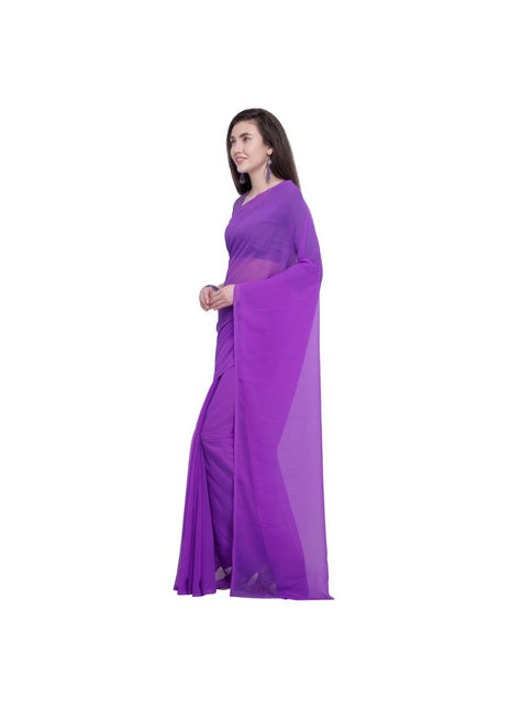 Generic Women's Dyed Saree(Purple,5-6 Mtrs)