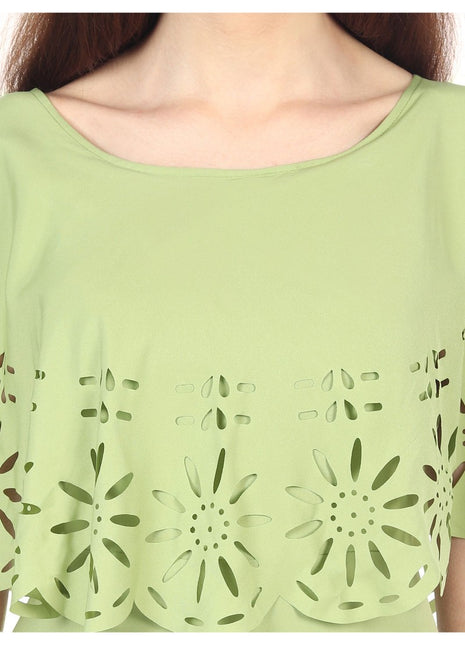 Women's Crepe Solid Sleeveless Full Length Gown(Light Green)