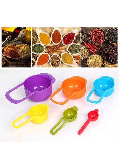Pack Of_2 Plastic Colorful Measuring Spoon Measuring Cup(6 Pcs Set) (Color: Assorted)