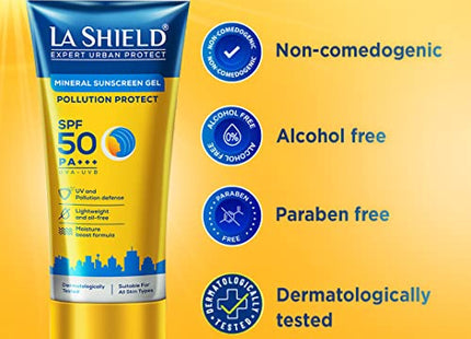 La Shield Pollution Protect | Mineral Based Sunscreen Gel | For Expert Urban Protection, SPF 50 And PA+++, 50 Grams (Pack of 2)
