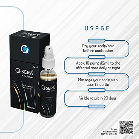 QSera Hair Serum 60ml | Hair Fall Control Serum | Prevent Hair Loss in Just 20 Days | With Unique Damage Repair Formula | 88% Success In Hair Fall Prevention