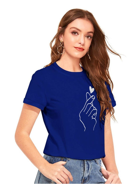 Women's Cotton Western Wear T-Shirt (Royal Blue)