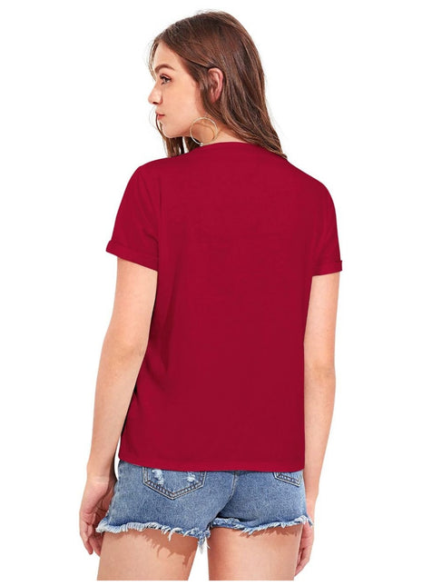 Women's Cotton Western Wear T-Shirt (Maroon)