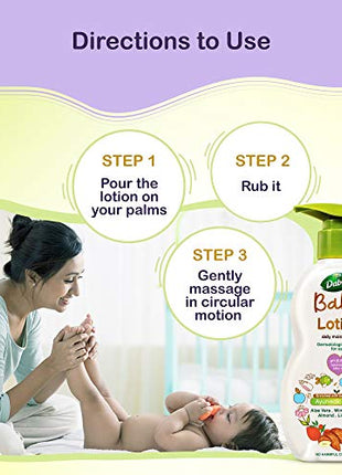 DABUR pH 5.5 Balanced Sensitive Skin with No Harmful Chemicals Contains Aloe Vera, Licorice and Almonds, Hypoallergenic and Dermatologically Tested No Paraben and Phthalates Baby Lotion - 500 ml