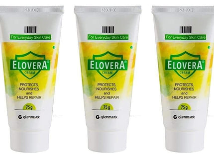 Elovera Daily Moisturising Cream for Dry Skin with Aloe Vera & Vitamin E, Protects, Nourishes and Repairs the Skin, Reduces Scars, Non-Greasy, 75 g, Pack of 3 KarissaKart