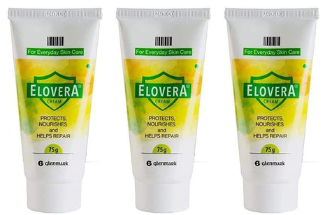 Elovera Daily Moisturising Cream for Dry Skin with Aloe Vera & Vitamin E, Protects, Nourishes and Repairs the Skin, Reduces Scars, Non-Greasy, 75 g, Pack of 3 KarissaKart