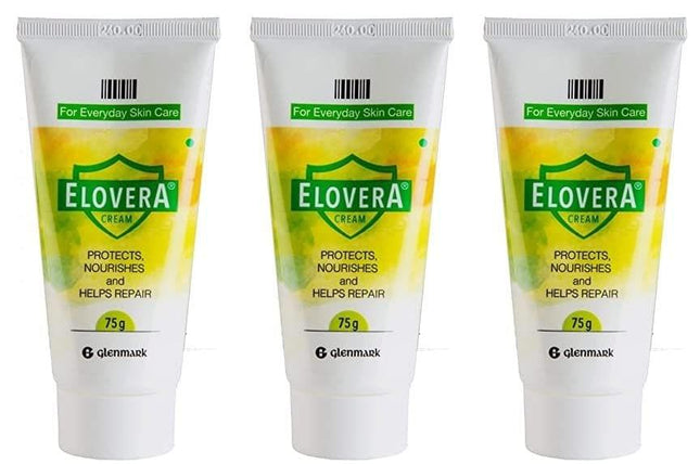 Elovera Daily Moisturising Cream for Dry Skin with Aloe Vera & Vitamin E, Protects, Nourishes and Repairs the Skin, Reduces Scars, Non-Greasy, 75 g, Pack of 3 KarissaKart