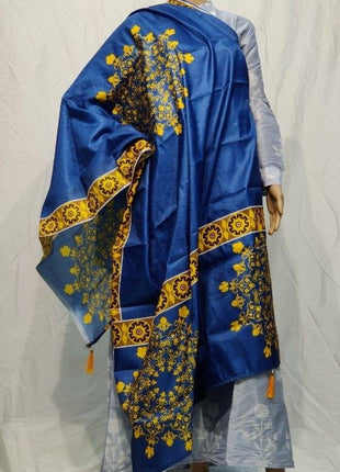 KARISSA Women's Khadi Silk Digital Printed Dupatta Royal Blue Length 2 2.4 mtr PID39196 KarissaKart