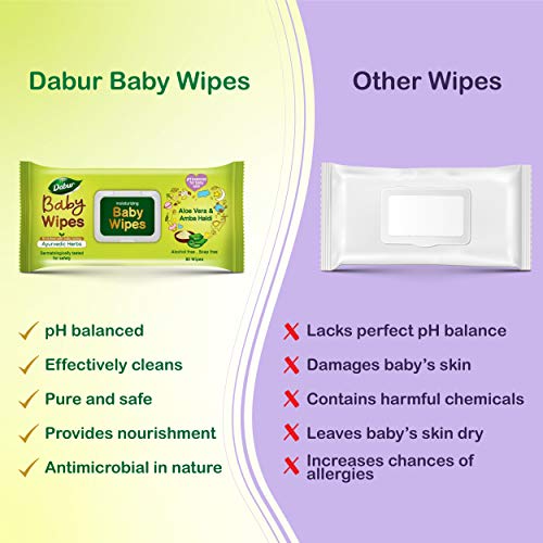 Dabur Baby Wipes: - 80 Wipes X Pack of 3