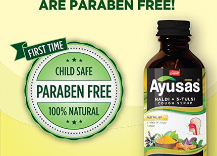 AYUSAS Sapat Haldi + 5-Tulsi Cough Syrup, 100ml - Pack of 2