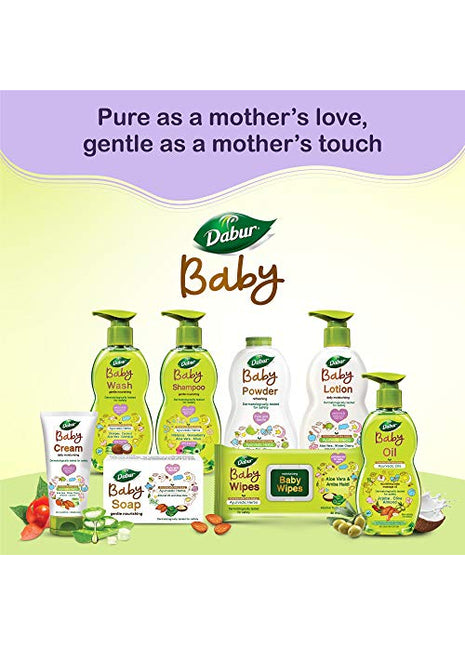 Dabur Baby Soap: For Baby's Sensitive Skin with No Harmful Chemicals | Contains Aloe Vera & Almond Oil | Hypoallergenic & Dermatologically Tested with No Paraben & Phthalates - 75g (Pack of 4)