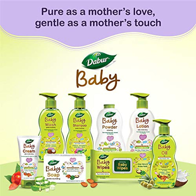 Dabur Baby Soap: For Baby's Sensitive Skin with No Harmful Chemicals | Contains Aloe Vera & Almond Oil | Hypoallergenic & Dermatologically Tested with No Paraben & Phthalates - 75g (Pack of 4)