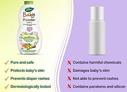 Dabur Baby Powder: Talc and Asbestos Free | With Oat Starch, Arrowroot Powder & Amba Haldi | Hypoallergenic & Dermatologically Tested with No Paraben & Phthalates - Pack of 300 g