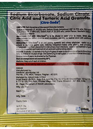 Citro-Soda - Sachet of 4 gm Granules
