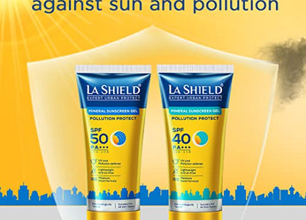 La Shield Pollution Protect | Mineral Based Sunscreen Gel | For Expert Urban Protection, SPF 50 And PA+++, 50 Grams (Pack of 2)