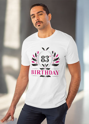 Generic Men's PC Cotton 83rd Birthday Printed T Shirt (Color: White, Thread Count: 180GSM)