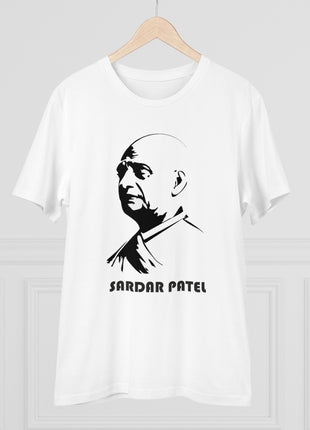 Generic Men's PC Cotton Sardar Patel Printed T Shirt (Color: White, Thread Count: 180GSM)