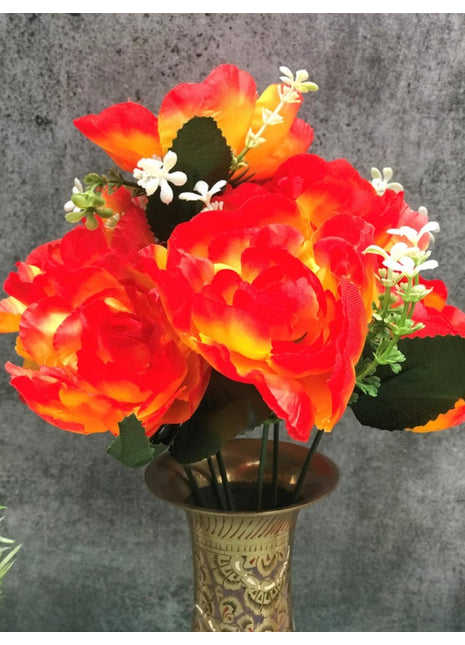 Artificial Flowers Bunch Bouquet Of 7 Poppy Flowers For Home Decoration (Orange, Material:Silk, Polyester)