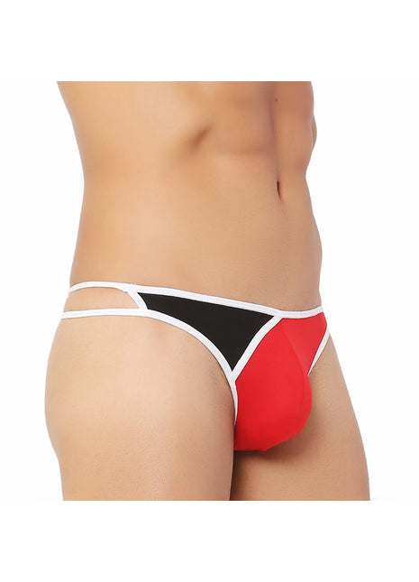 Generic Men's Cotton Spandex Men’S Lace Thong Consists Of Two Strings. Underwear (Red And Black)