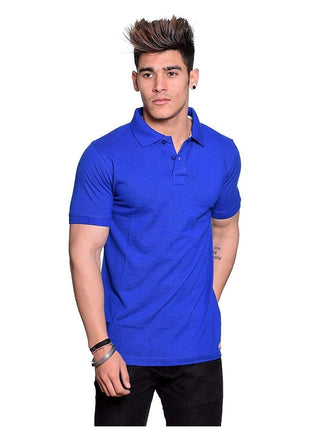 Generic Men's Half Sleeve Polo Collar Cotton T Shirt (Royal Blue)