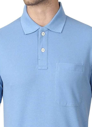 Generic Men's Half Sleeve Polo Collar Cotton T Shirt (Sky Blue)