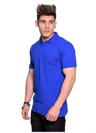 Generic Men's Half Sleeve Polo Collar Cotton T Shirt (Royal Blue)