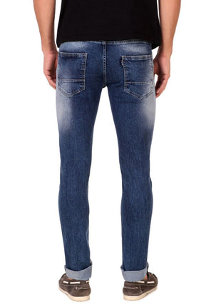 Generic Men's Slim Fit Denim Mid Rise Stretchable Jeans (Blue)