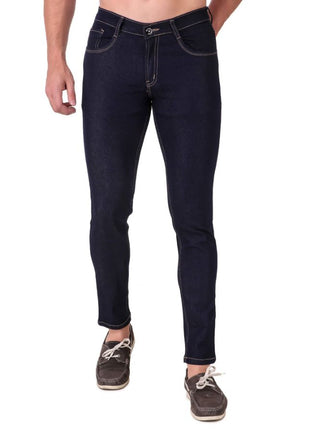 Generic Men's Slim Fit Denim Mid Rise Stretchable Jeans (Blue)