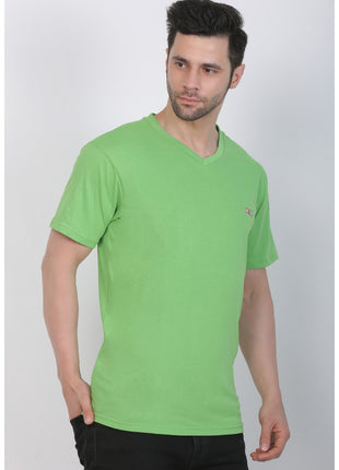 Generic Men's Cotton Jersey V Neck Plain Tshirt (Pale Green)