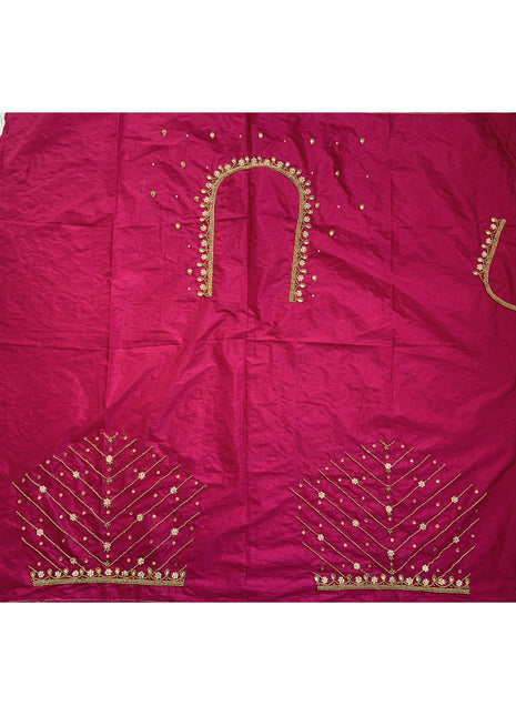 Generic Women's Cotton Silk Self Design Unstitched Blouse Piece (Pink, 80-100 cm)