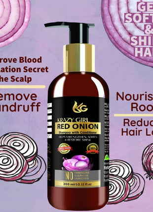 Krazy Girl Red Onion Shampoo for Hair Growth and Hair Fall Control