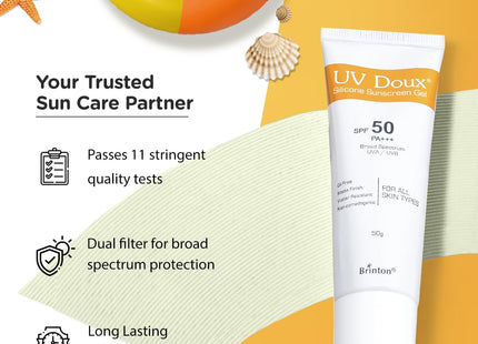 UvDoux Face & Body Sunscreen gel with SPF 50 PA+++ in Matte Finish and Oil Free Formula| Water Resistant Sunscreen| Protection against UVA/UVB Rays (100 GM)