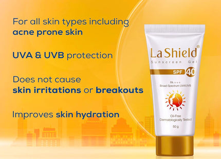 La Shield SPF 40 & PA+++ Mineral Based Sunscreen Gel | Suitable For All Skin Types, 50 Grams