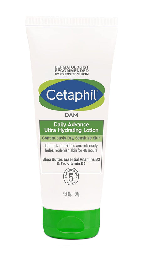 Cetaphil DAM Daily Advance Ultra Hydrating Lotion for Dry, Sensitive Skin| 30 g| Moisturizer with Shea Butter| Non-Greasy, Fragrance-Free| Paraben, Sulphate Free KarissaKart