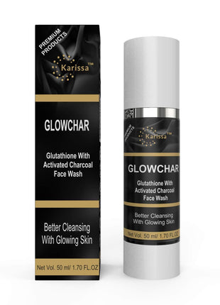 Karissa Glutathione Face Wash | Glowchar 50ml | Skin Whitening Face Wash | Added advantage Of CHARCOAL Face Wash | Face Cleanser| Face Wash For Daily Use| SLS, Paraben & Mineral Oil Free |