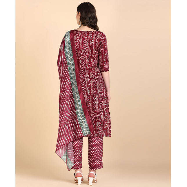 Women's Cotton Printed kurti and Pant With Dupatta Set